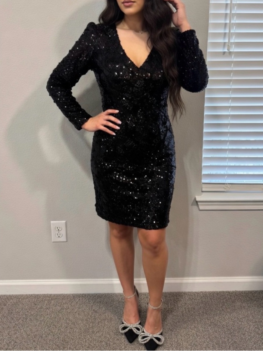 Cache Black Sequin Cocktail Dress Size 0